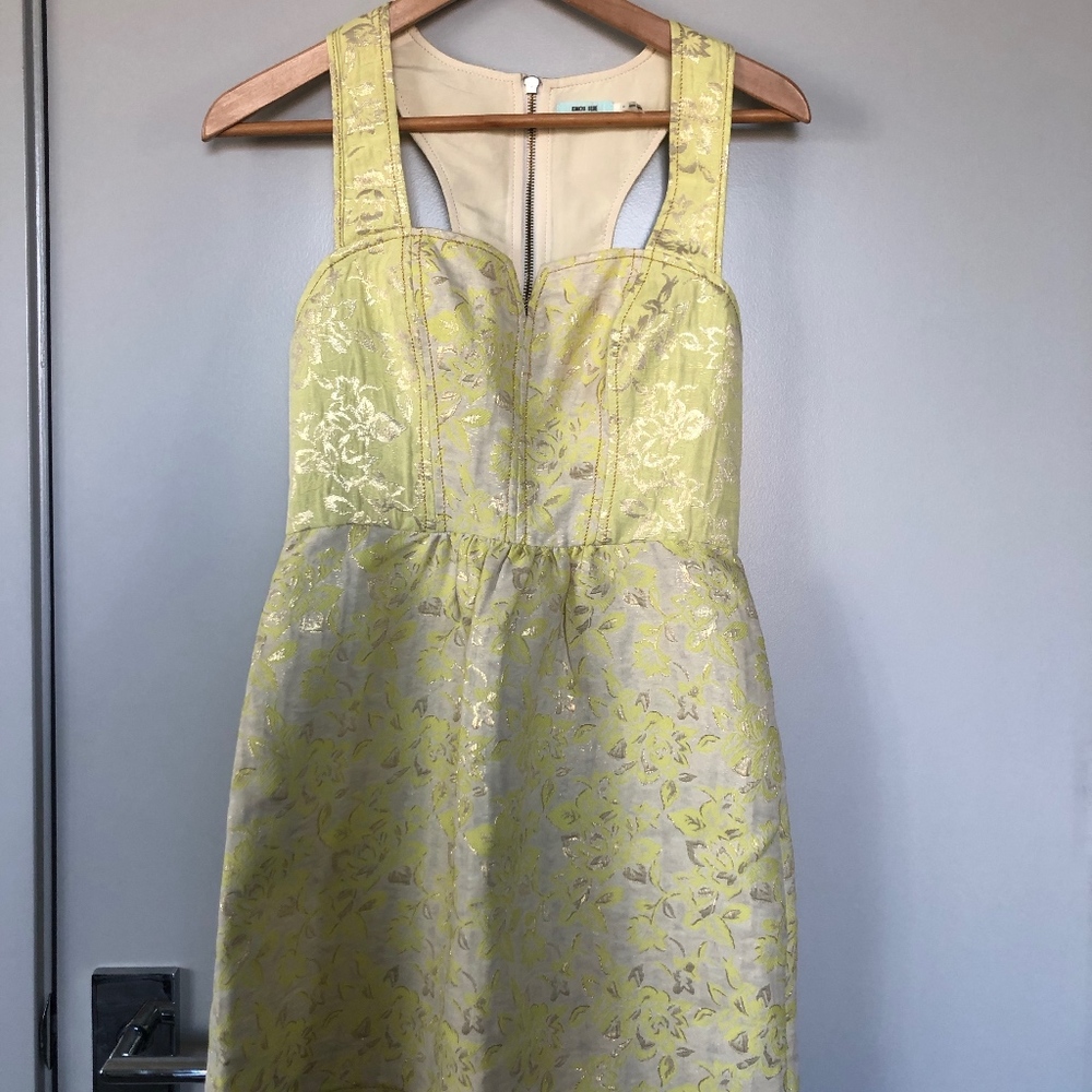 Kimchi Blue Sunny Yellow Brocade Dress